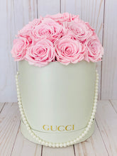 Load image into Gallery viewer, Medium Round Gray Box with Pink Roses