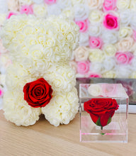 Load image into Gallery viewer, rose bear and rose in acrylic box