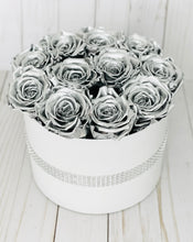 Load image into Gallery viewer, Medium Round Box with Silver Roses