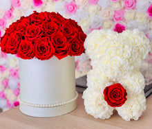Load image into Gallery viewer, Preserved Flower Box &amp; Rose Bear With Real Eternity Rose
