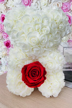 Load and play video in Gallery viewer, ivory rose bear with eternity red rose video
