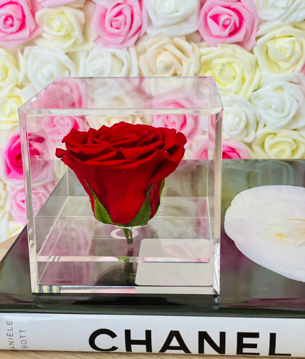 Single Preserved Red Rose Acrylic Box