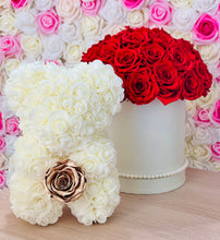 Load image into Gallery viewer, Ivory Rose Bear With Gold Eternity rose
