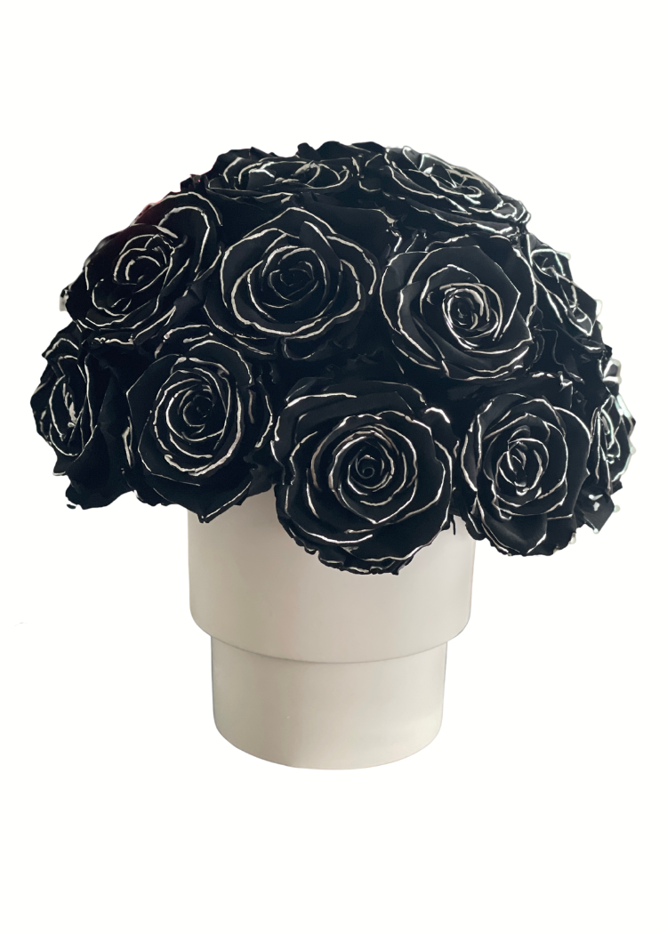 Black and Silver Ceramic Flower Bouquet