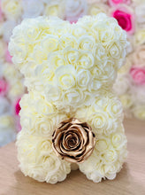 Load image into Gallery viewer, Ivory Rose Bear With Gold Eternity rose
