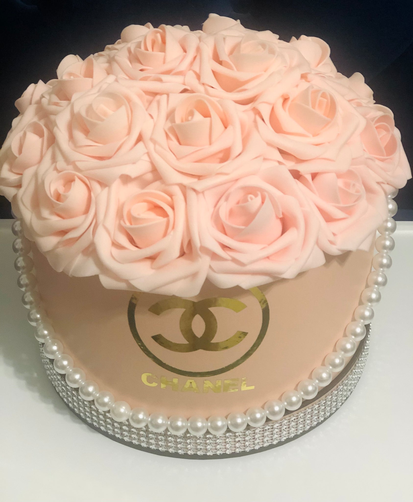 Pink Flower Box with Pearls and Rhinestones