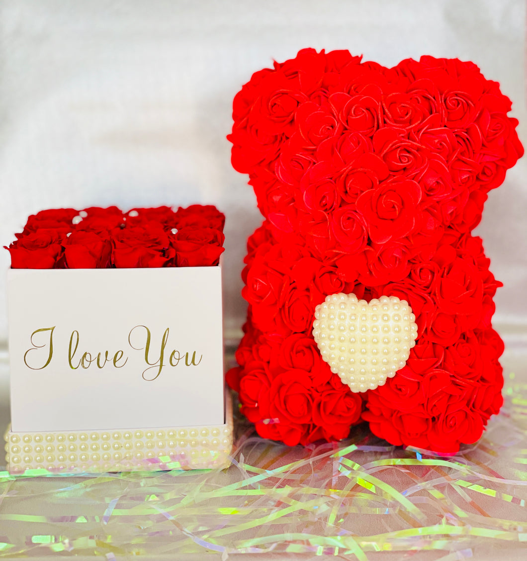 Eternity Rose Box & Red Rose Bear