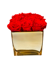 Load image into Gallery viewer, Gold Square Glass Preserved Flower Box
