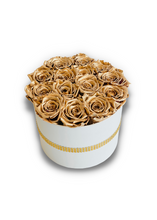 Load image into Gallery viewer, Medium Round Box with Gold Roses
