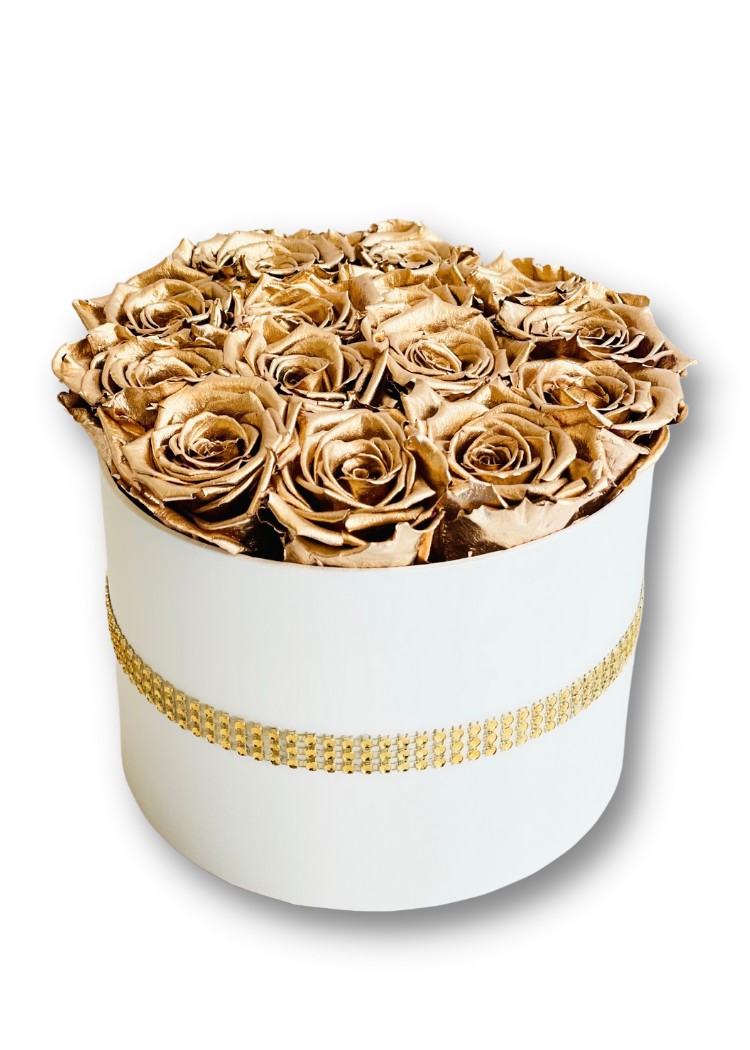 Medium Round Box with Gold Roses