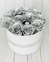 Load image into Gallery viewer, Medium Round Box with Silver Roses
