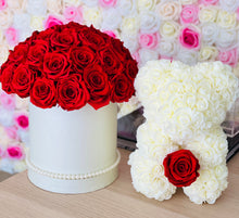 Load image into Gallery viewer, Preserved Flower Box &amp; Rose Bear With Real Eternity Rose
