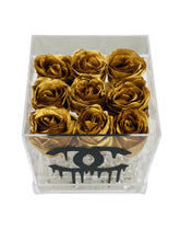 Load image into Gallery viewer, Acrylic Flower Box with Gold Roses
